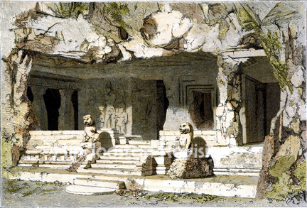 /data/Original Prints/Topography Views, City Views, Landscapes/THE LION'S CAVE AT ELEPHANTA, BOMBAY.jpg